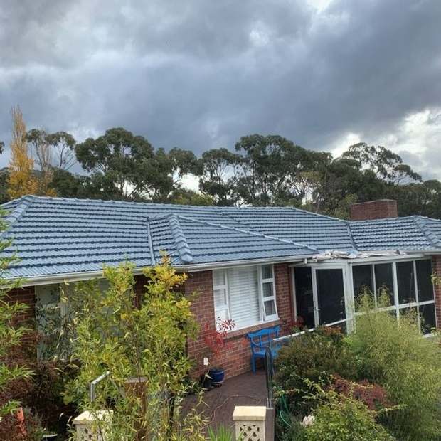 Tiled roof after cleaning and coating